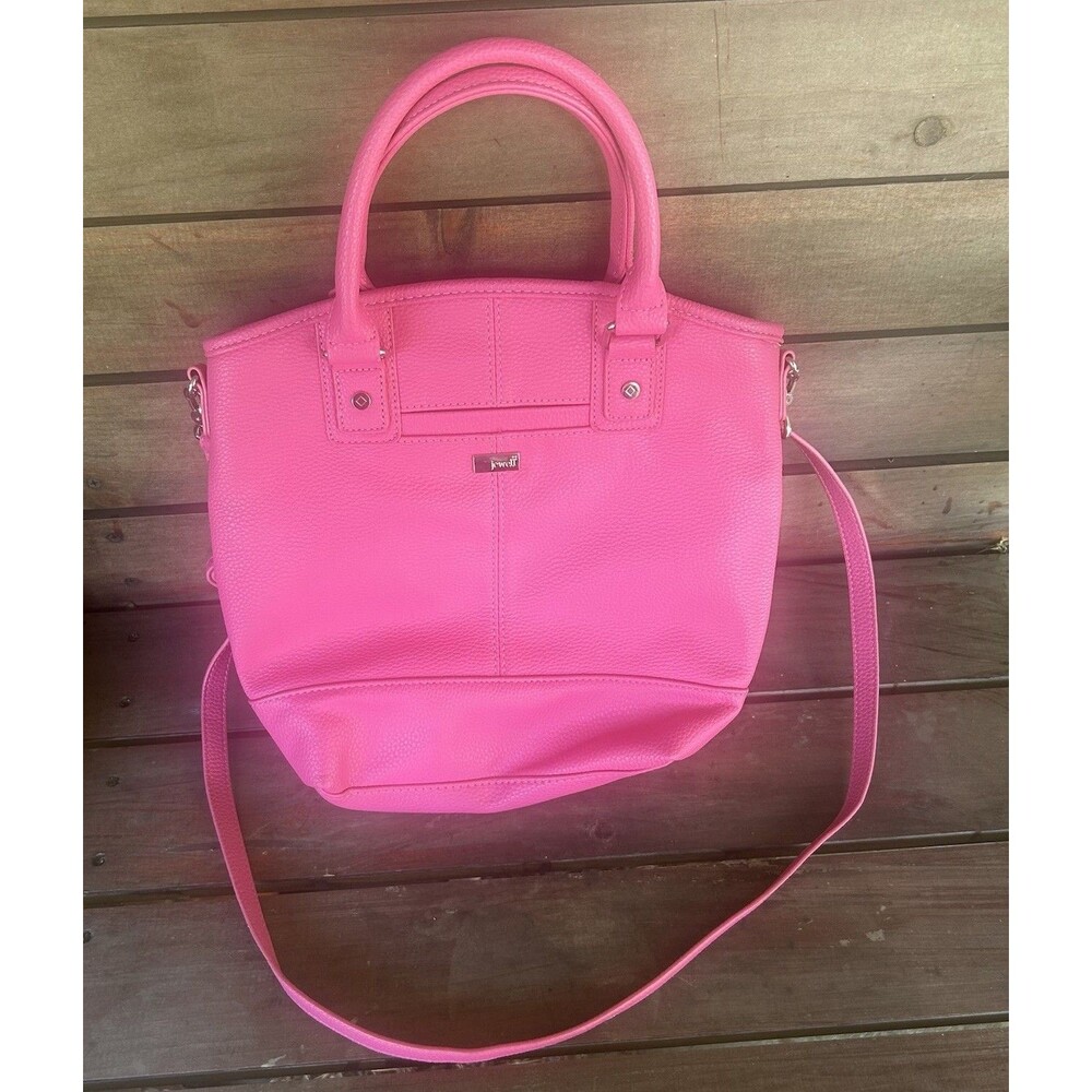 Thirty-One Bag Jewel Leather Purse Pink Strap Double Handle 31 Pebble Magnetic